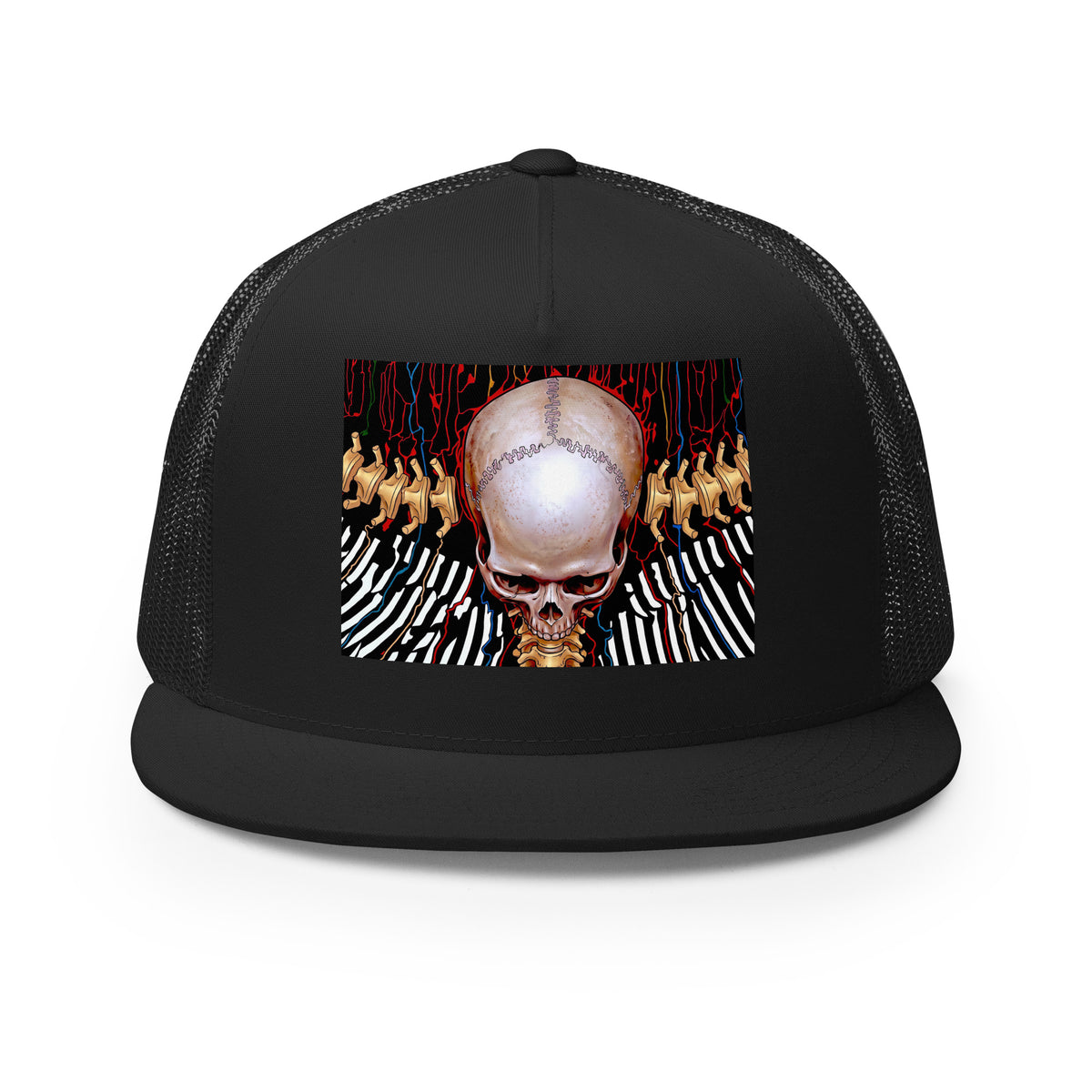 REDUCTION trucker cap in black, front view