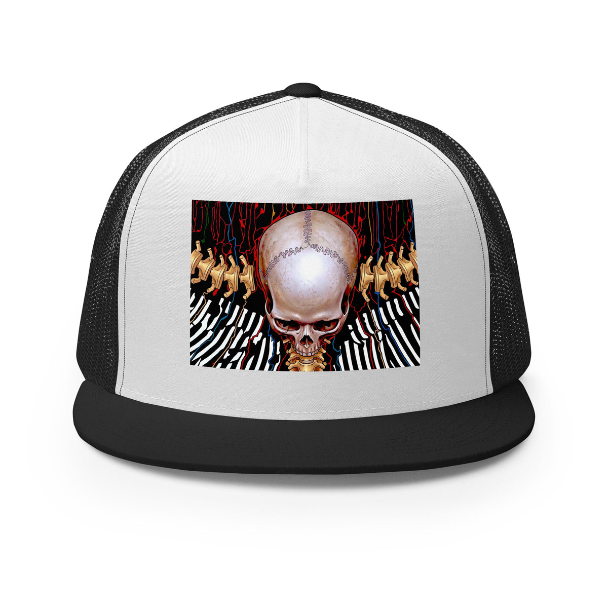 REDUCTION trucker cap in Black / White / Black, front view