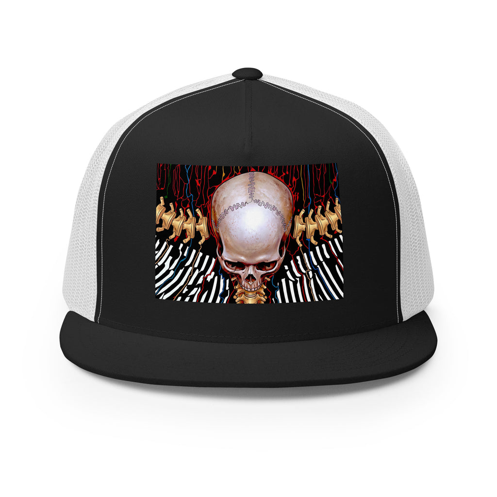 REDUCTION trucker cap in Black / White, front view