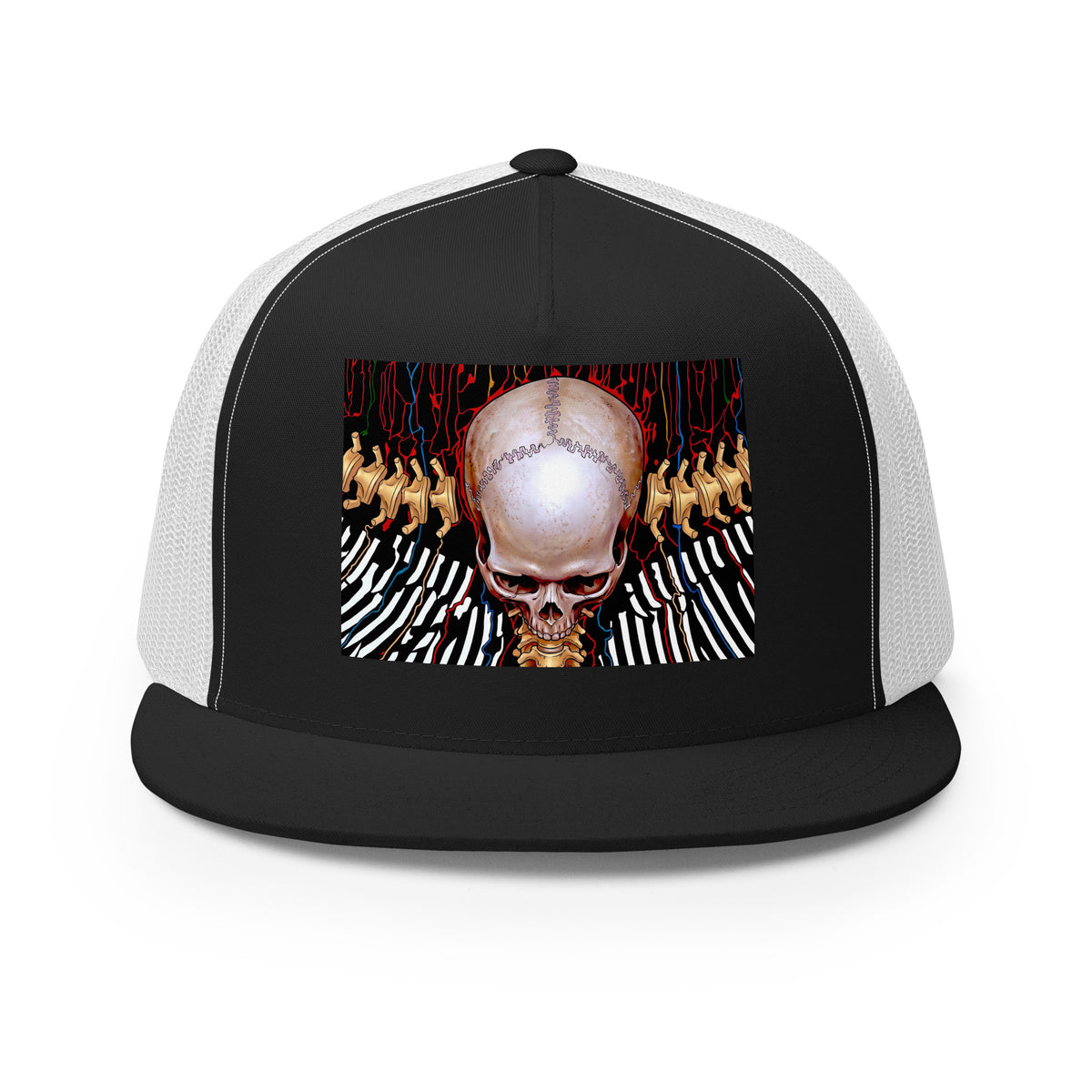 REDUCTION trucker cap in Black / White, front view
