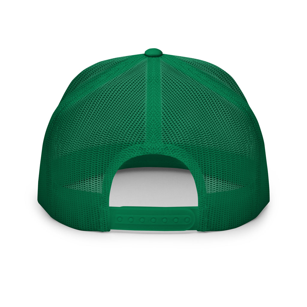 REDUCTION trucker cap in Kelly / White / Kelly, back view