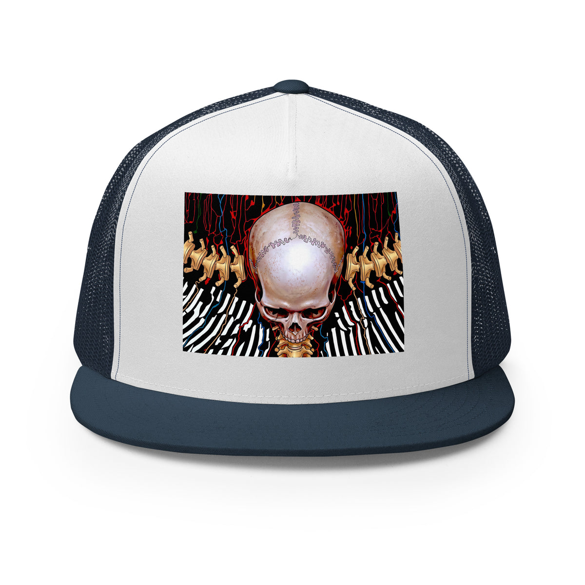 REDUCTION trucker cap in Navy / White / Navy, front view