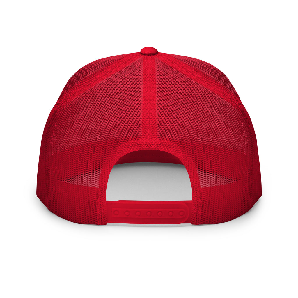 REDUCTION trucker cap in Red / White / Red, back view