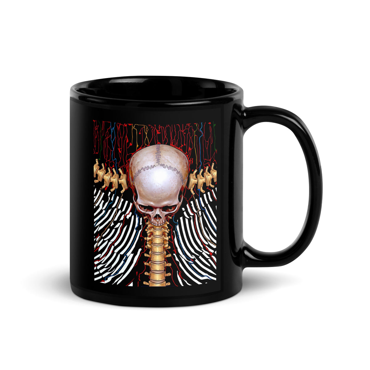 REDUCTION black Glossy Mug in black, handle-on-right view