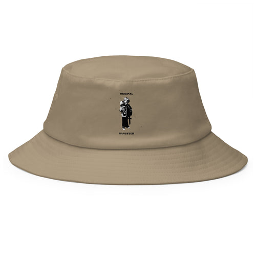 ORIGINAL GANGSTER old School Bucket Hat in khaki, front view