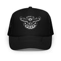 STRIVE TO SOAR Foam Trucker Hat – Solid in black, front view