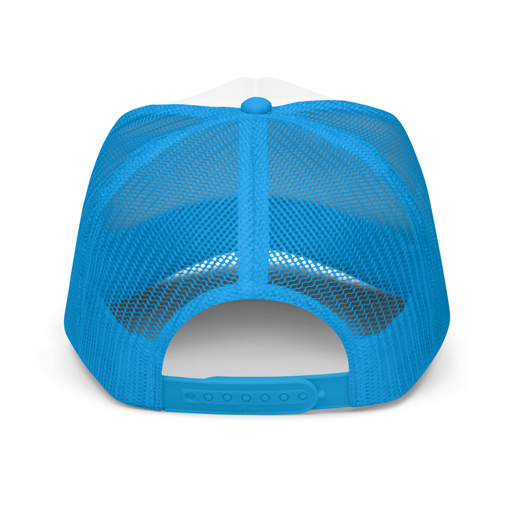 ORIGINAL GANGSTER foam trucker hat in Blue / White / Blue, back view