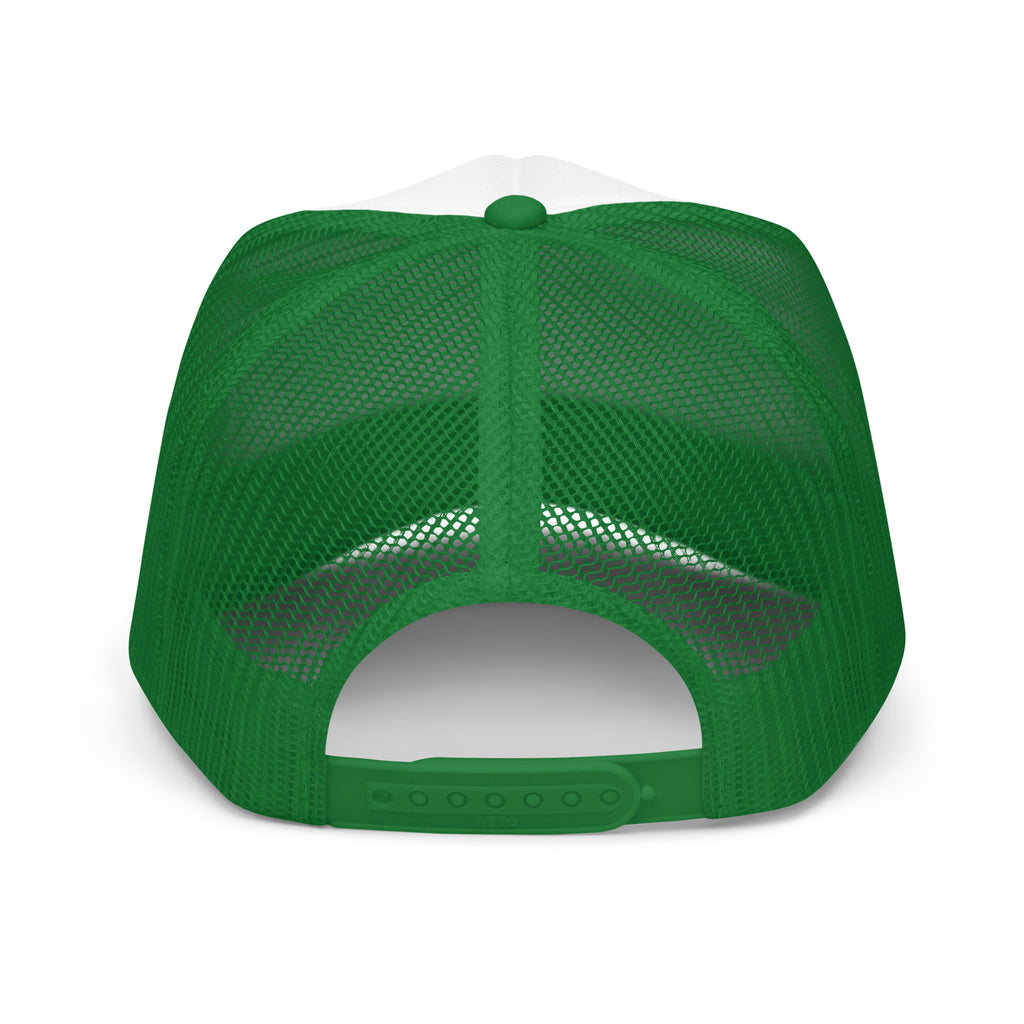 ORIGINAL GANGSTER foam trucker hat in Kelly / White / Kelly, back view