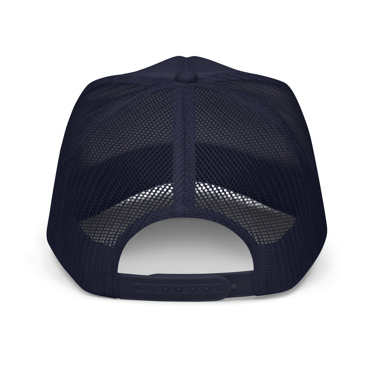 STRIVE TO SOAR Foam Trucker Hat – Solid in navy, back view