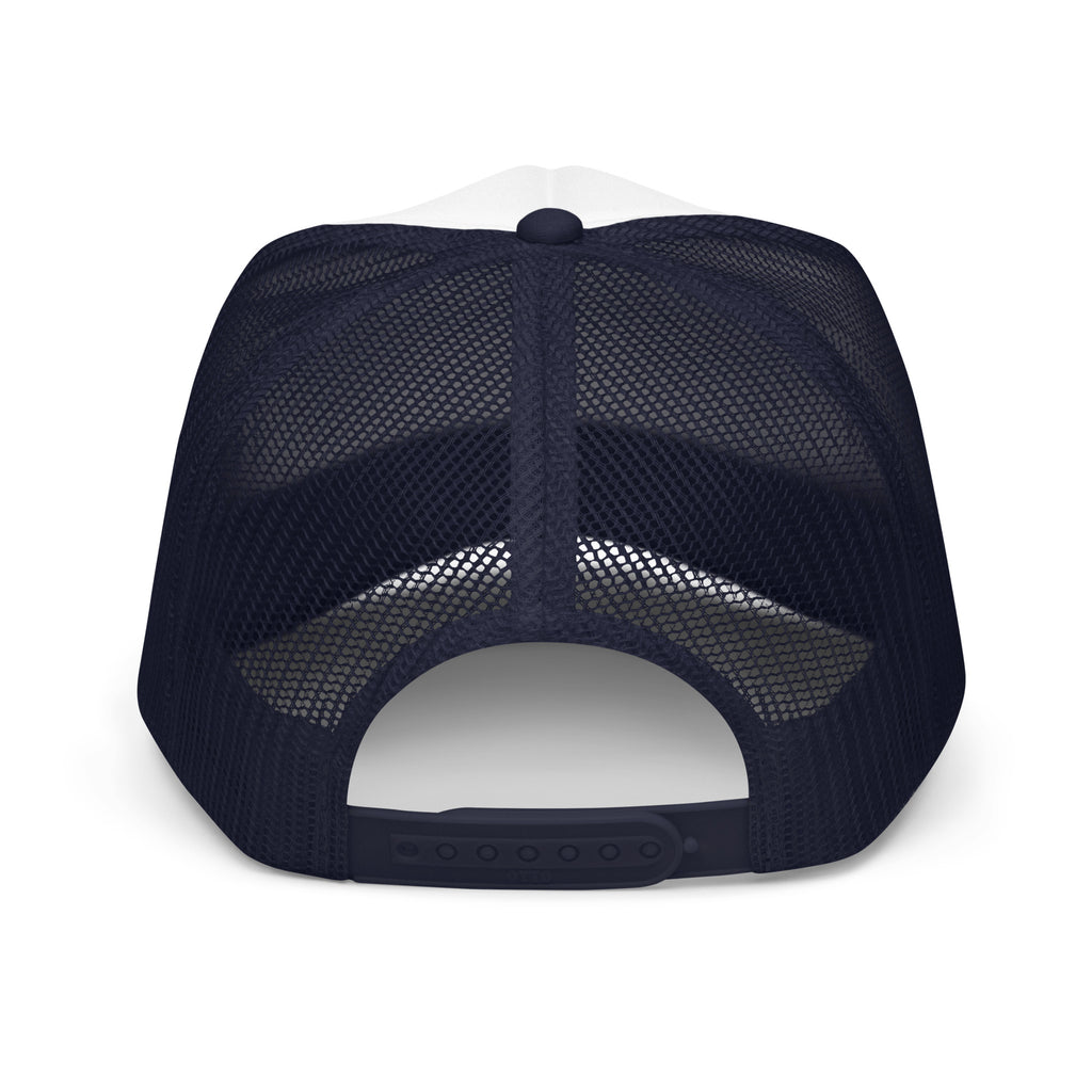ORIGINAL GANGSTER foam trucker hat in Navy / White / Navy, back view