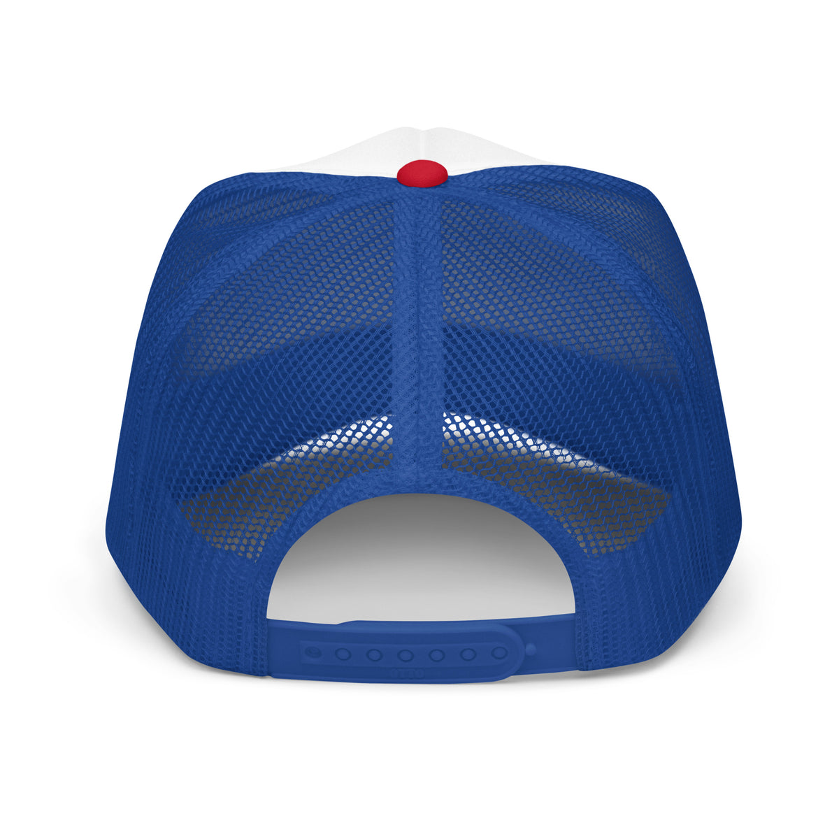 ORIGINAL GANGSTER foam trucker hat in Red / White / Royal, back view
