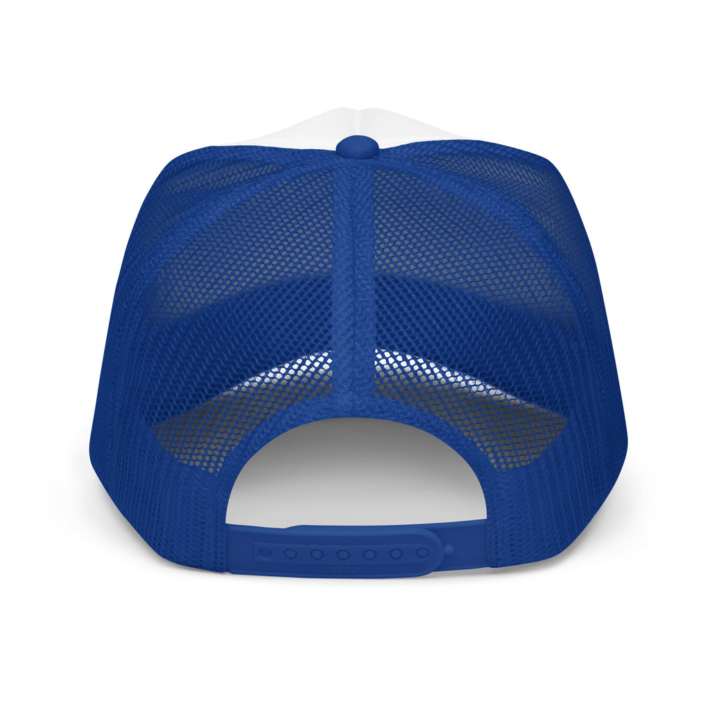 ORIGINAL GANGSTER foam trucker hat in Royal / White / Royal, back view