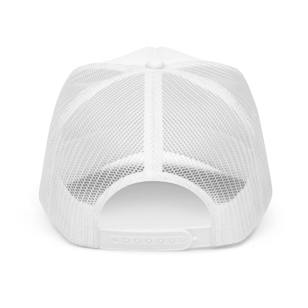 STRIVE TO SOAR Foam Trucker Hat – Two-Tone in white, back view