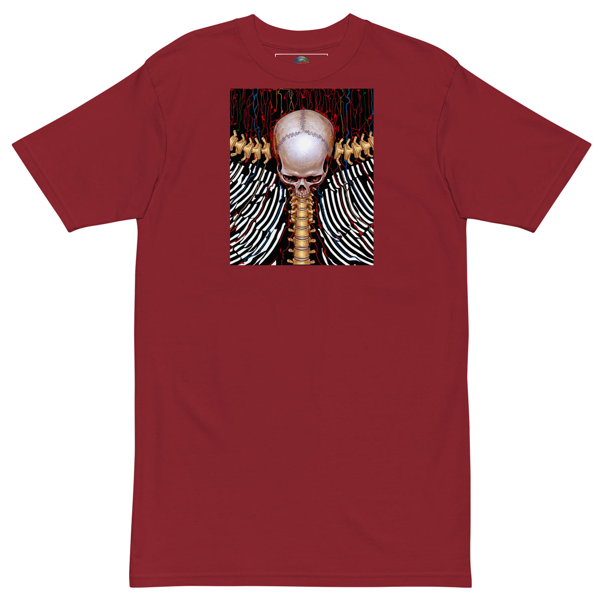 REDUCTION men’s premium heavyweight tee in brick red, front view