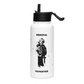ORIGINAL GANGSTER stainless steel water bottle with a straw lid in white, left view