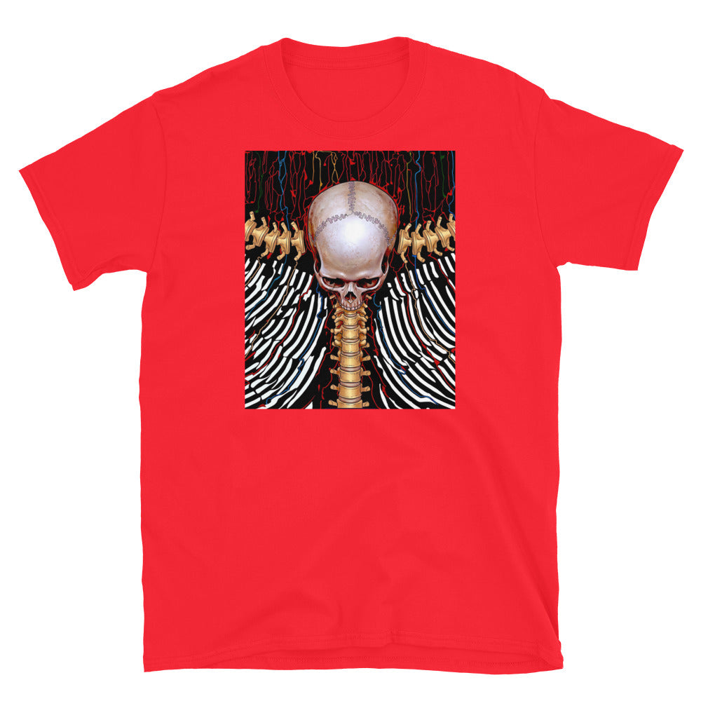 REDUCTION short-Sleeve Unisex T-Shirt in red, front view