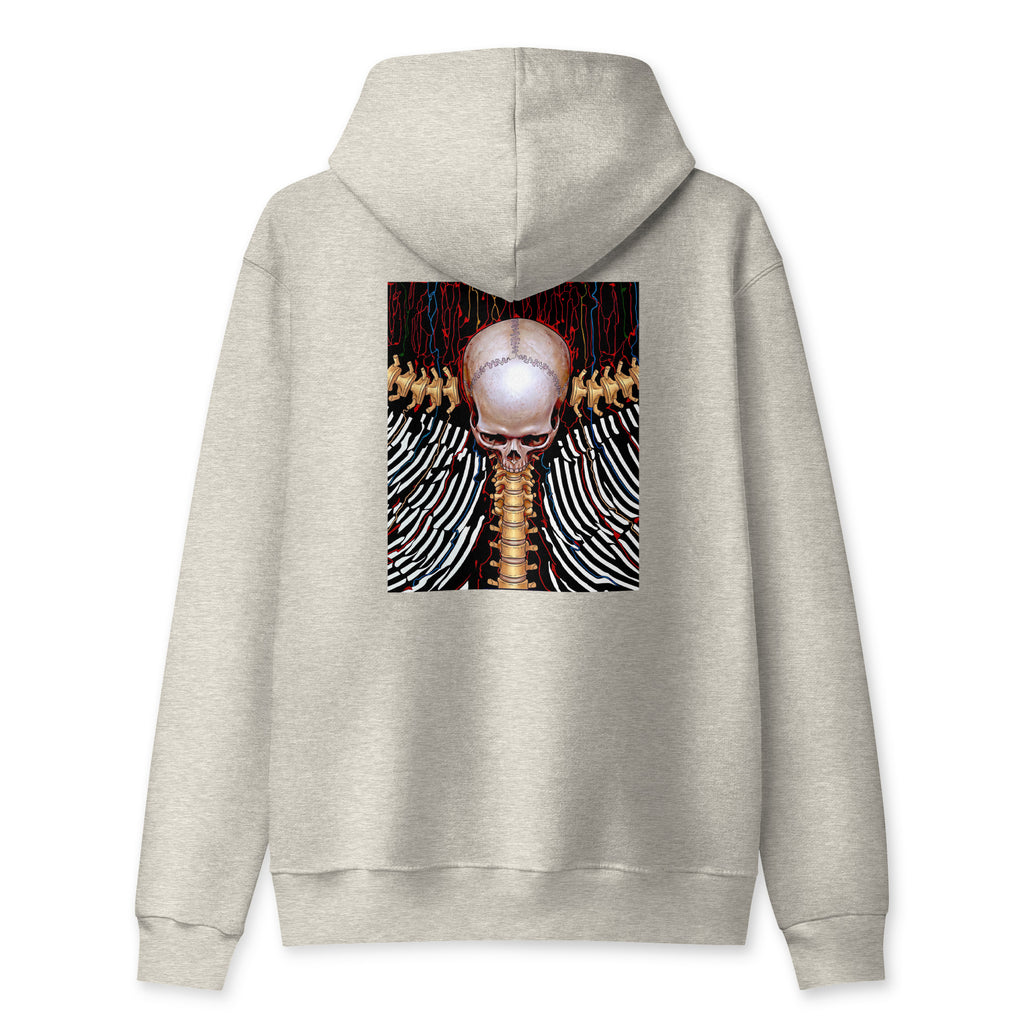 REDUCTION unisex Full Zip Hoodie in vintage heather grey, back view