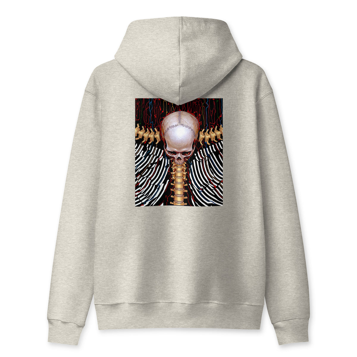 REDUCTION unisex Full Zip Hoodie in vintage heather grey, back view