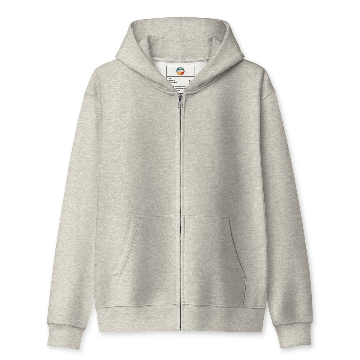 REDUCTION unisex Full Zip Hoodie in vintage heather grey, front view