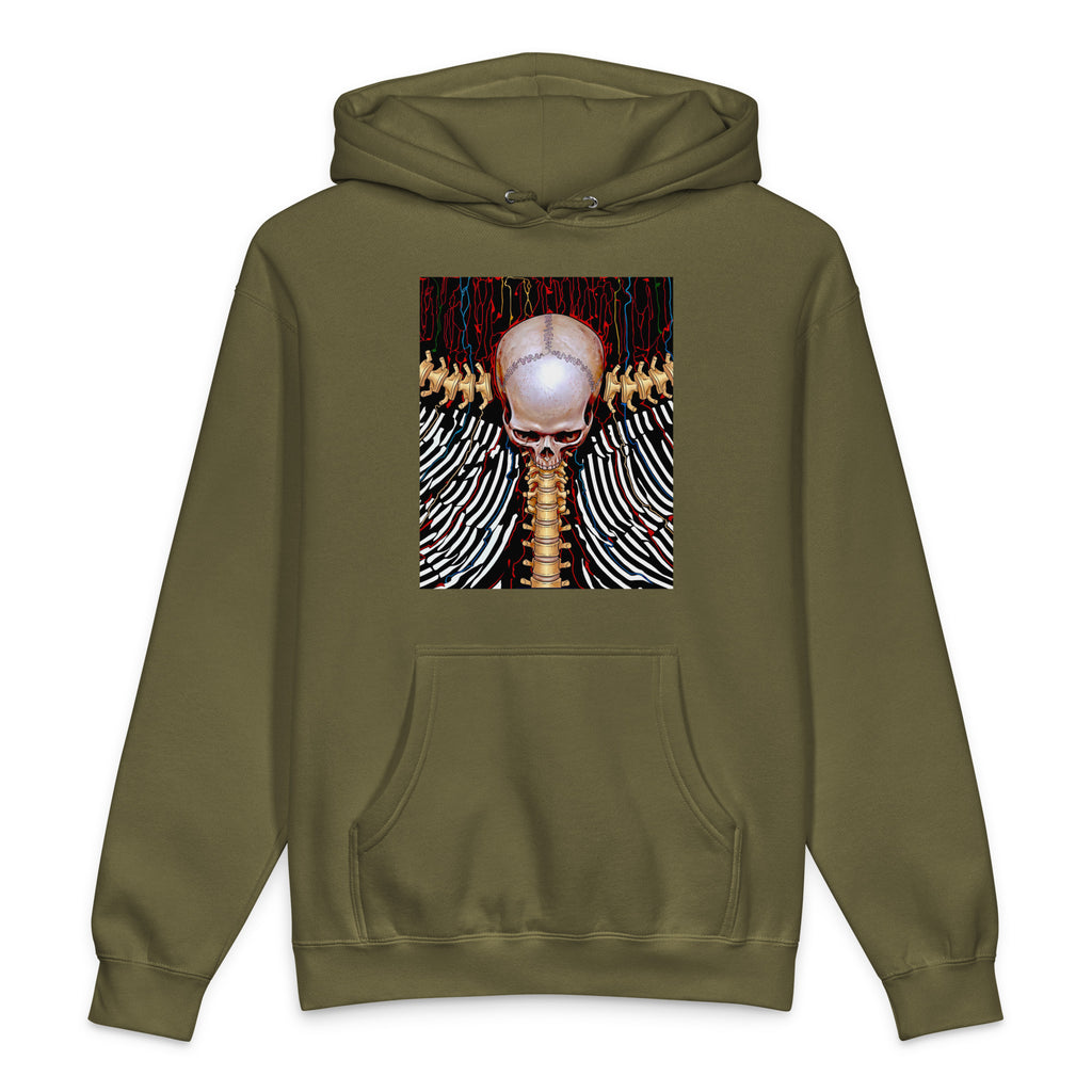 REDUCTION unisex Heavyweight Hooded Sweatshirt in army, front view