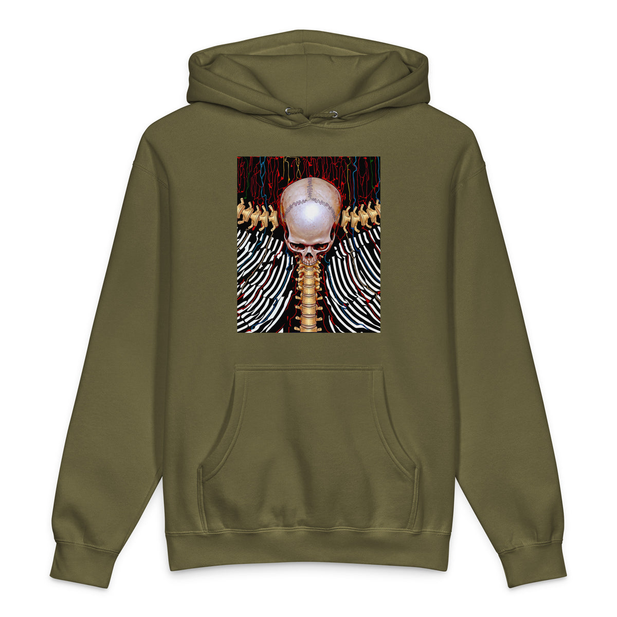 REDUCTION unisex Heavyweight Hooded Sweatshirt in army, front view