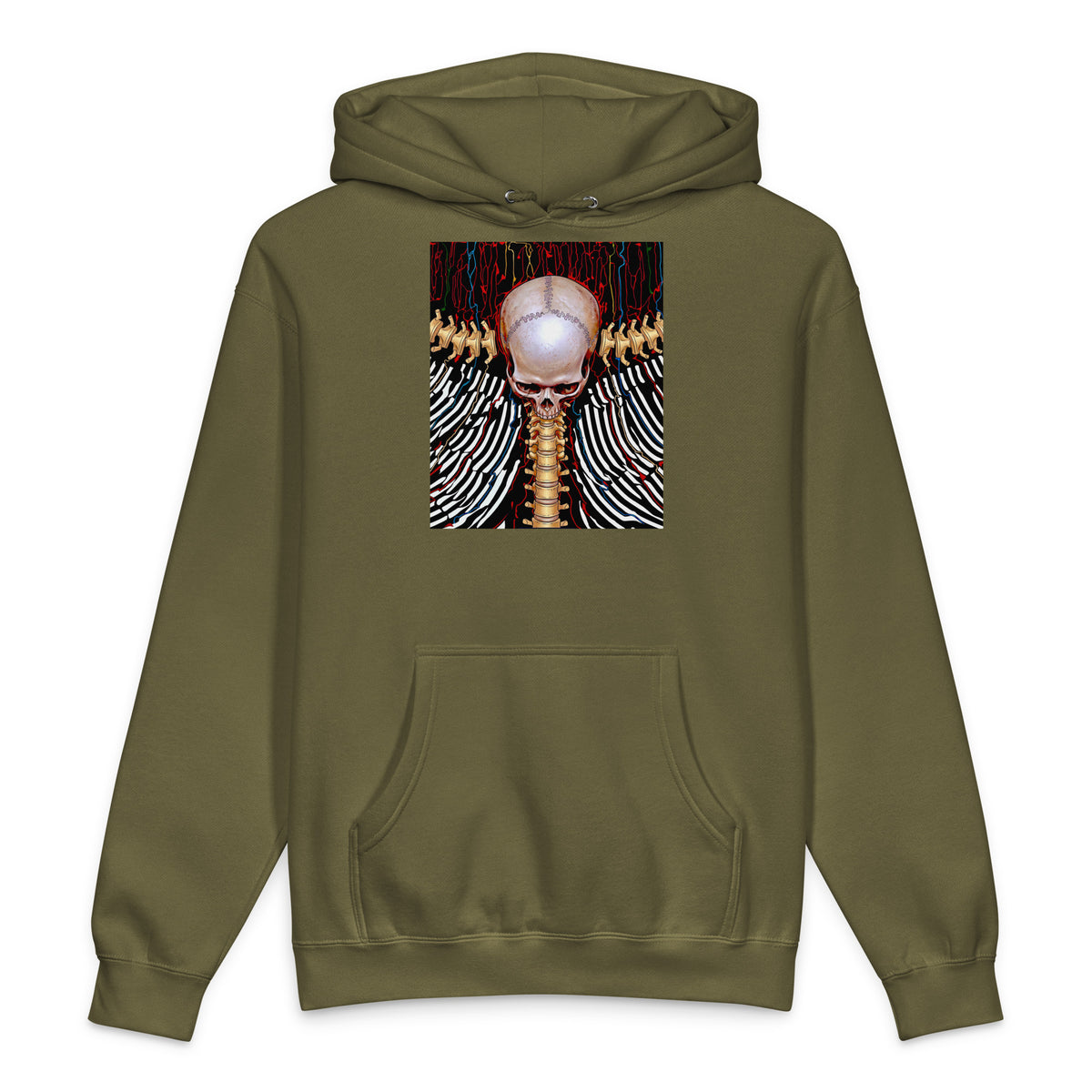 REDUCTION unisex Heavyweight Hooded Sweatshirt in army, front view