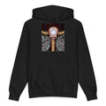REDUCTION unisex Heavyweight Hooded Sweatshirt in black, front view