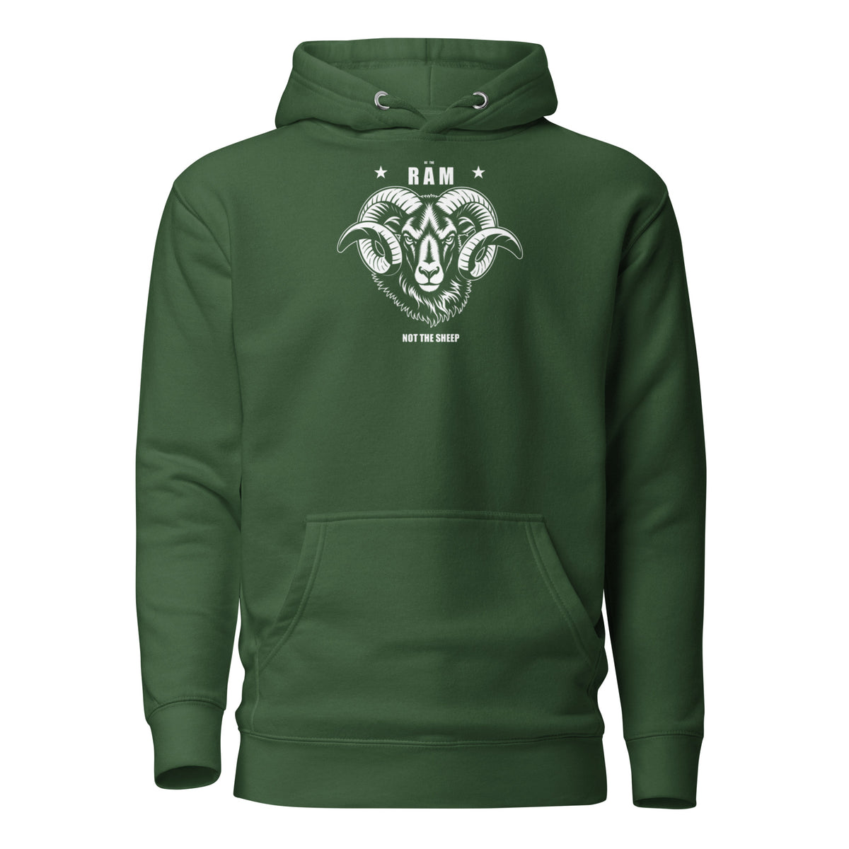 RAM unisex Hoodie – Dark Colourways in forest green, front view