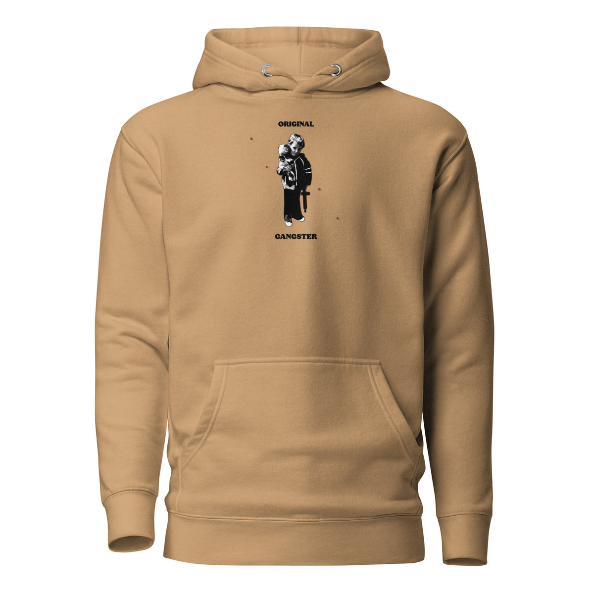 ORIGINAL GANGSTER unisex Hoodie in khaki, front view