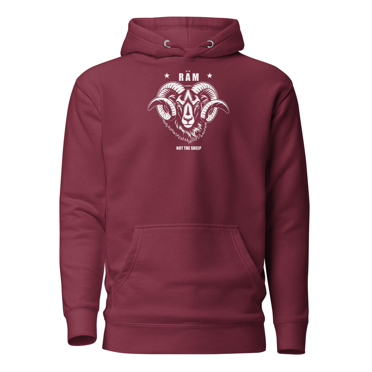 RAM unisex Hoodie – Dark Colourways in maroon, front view