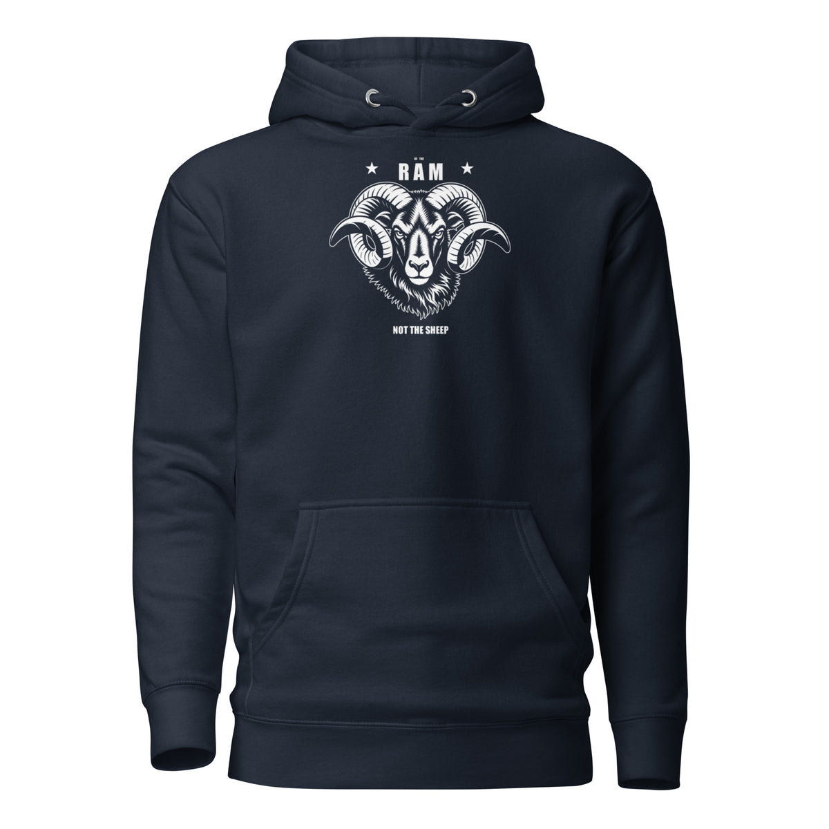 RAM unisex Hoodie – Dark Colourways in navy blazer, front view
