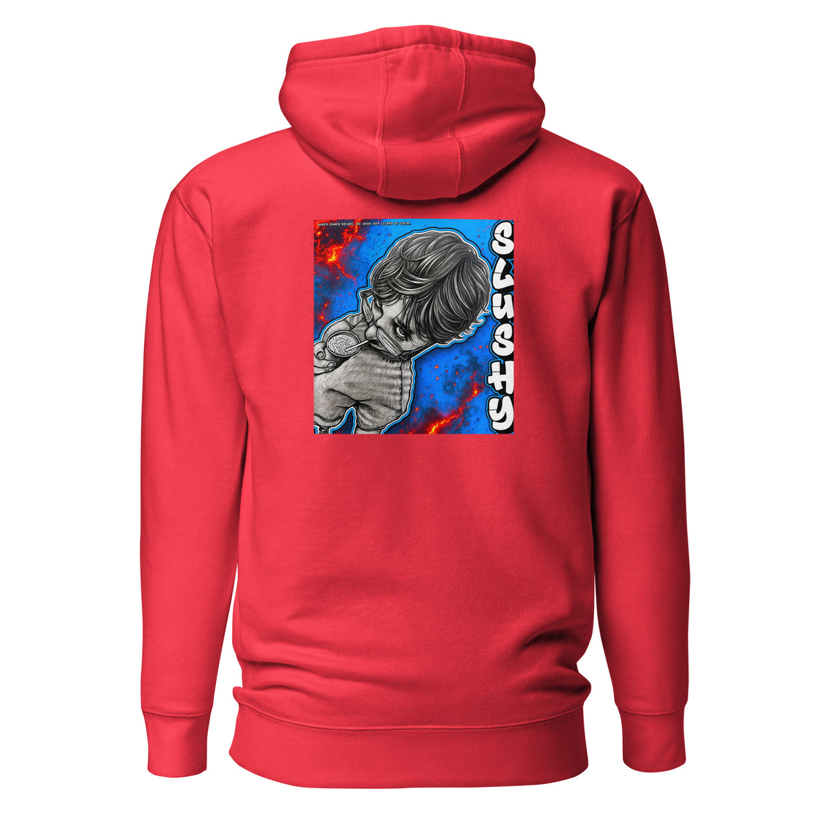 SLUSHY unisex Hoodie in team red, back view