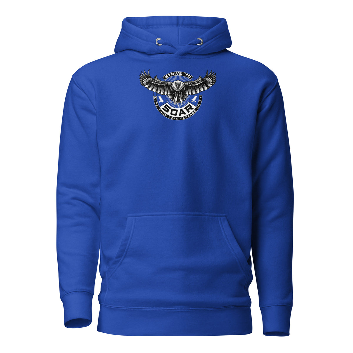 STRIVE TO SOAR unisex Hoodie in team royal, front view