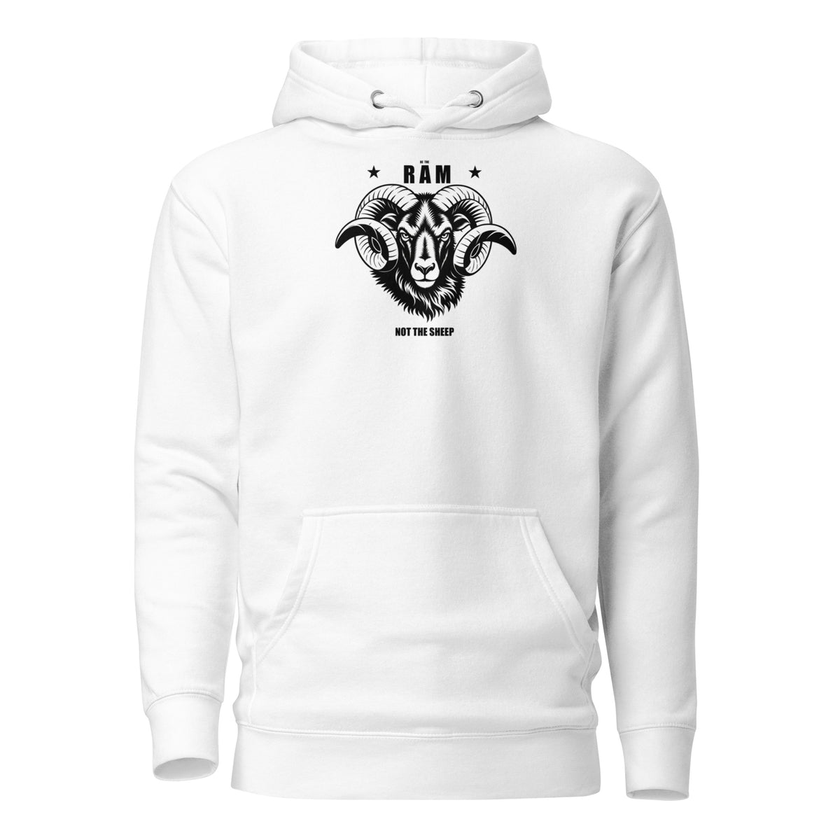 RAM unisex Hoodie – Light Colourways in white, front view