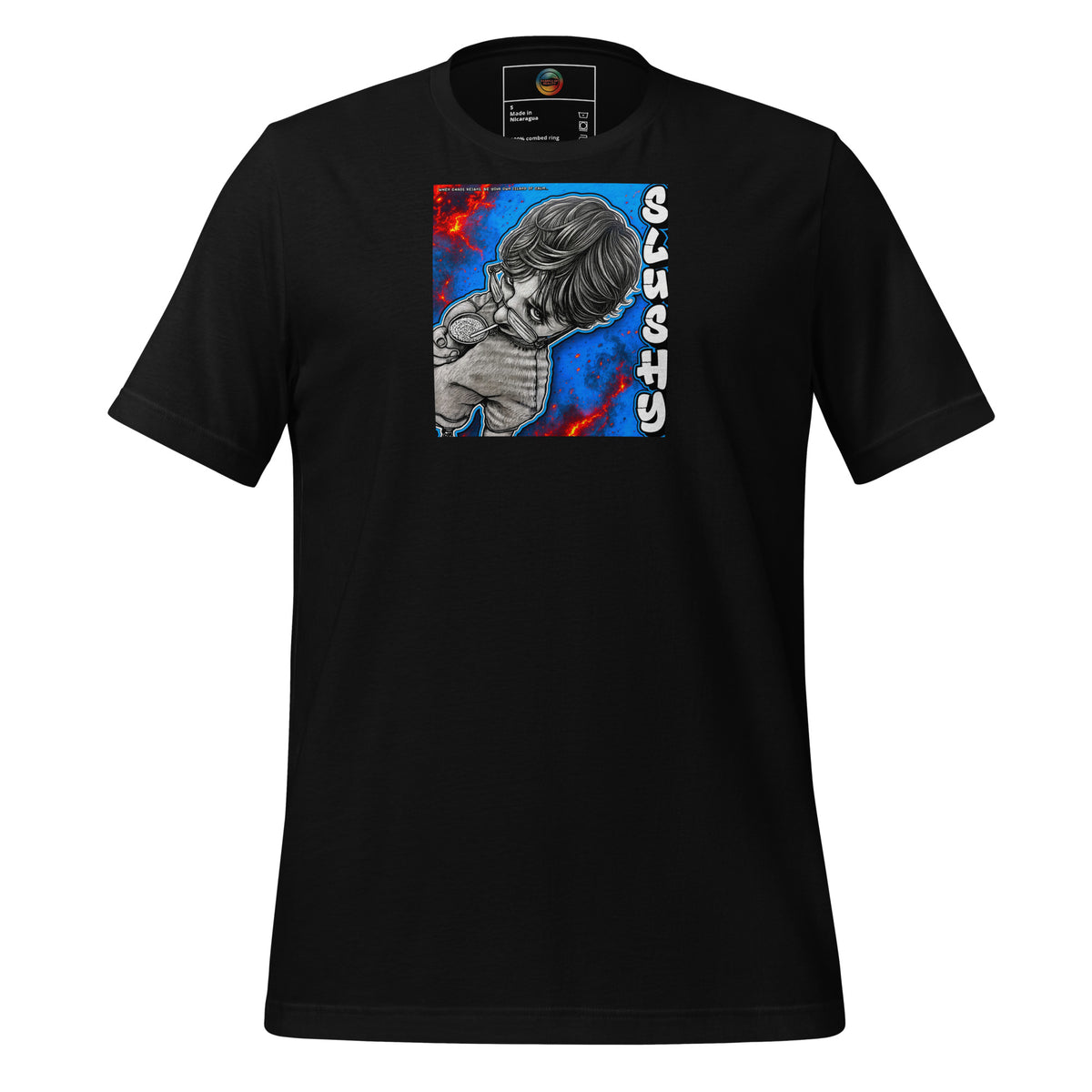 SLUSHY unisex t-shirt in black, front view