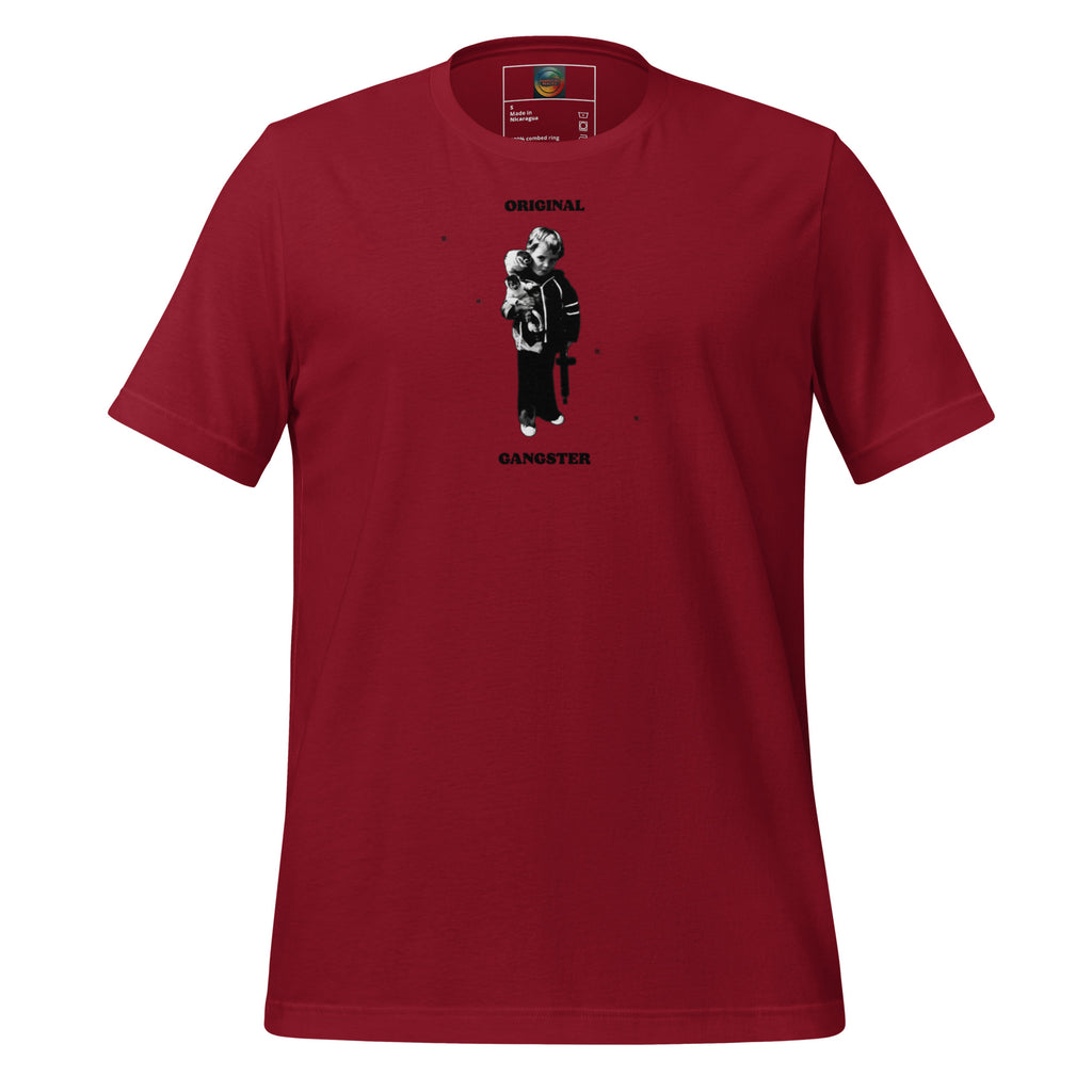 ORIGINAL GANGSTER unisex t-shirt in cardinal, front view