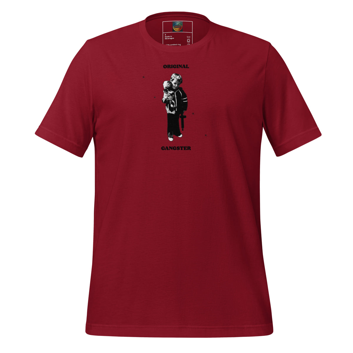 ORIGINAL GANGSTER unisex t-shirt in cardinal, front view