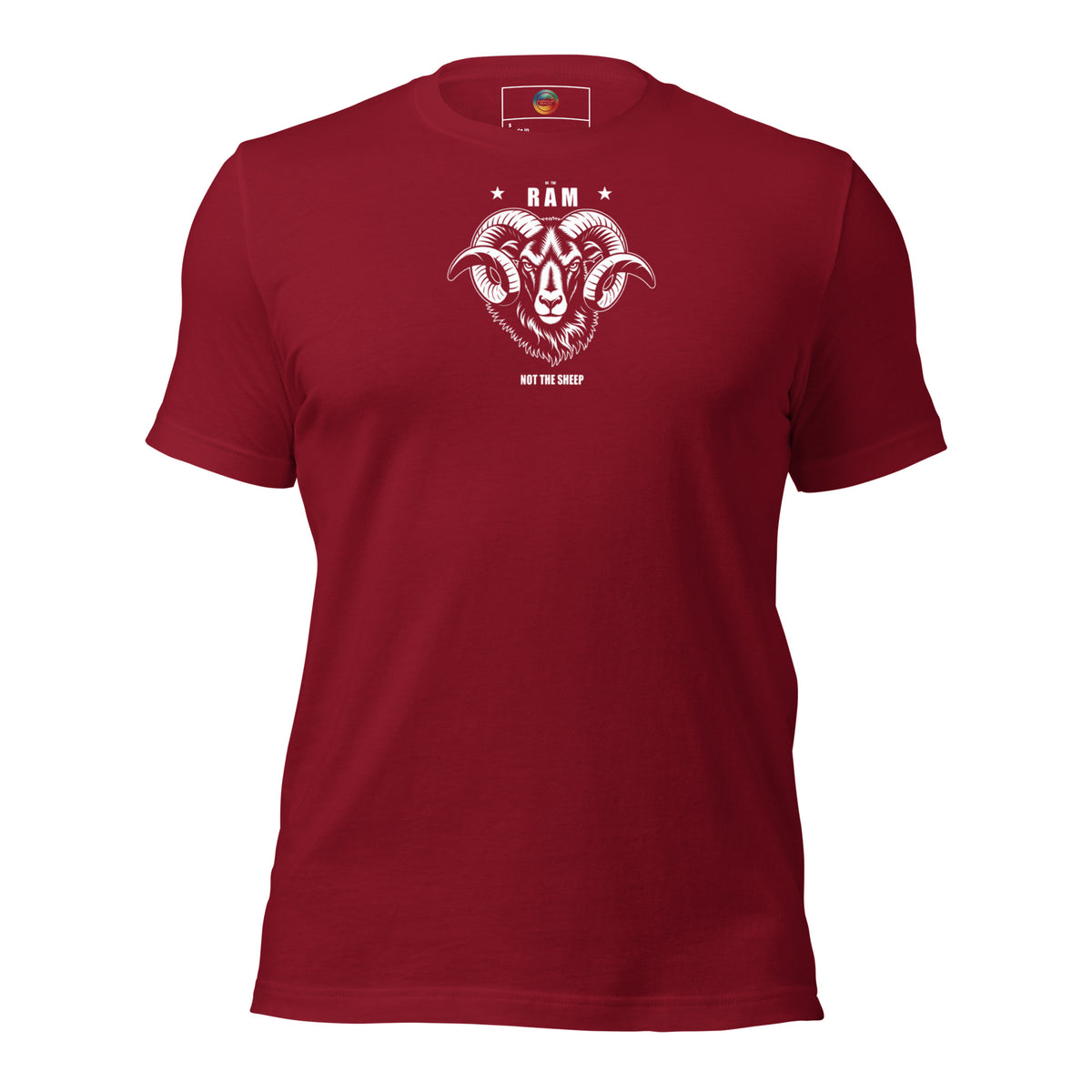 RAM unisex t-shirt – Dark Colourways in cardinal, front view