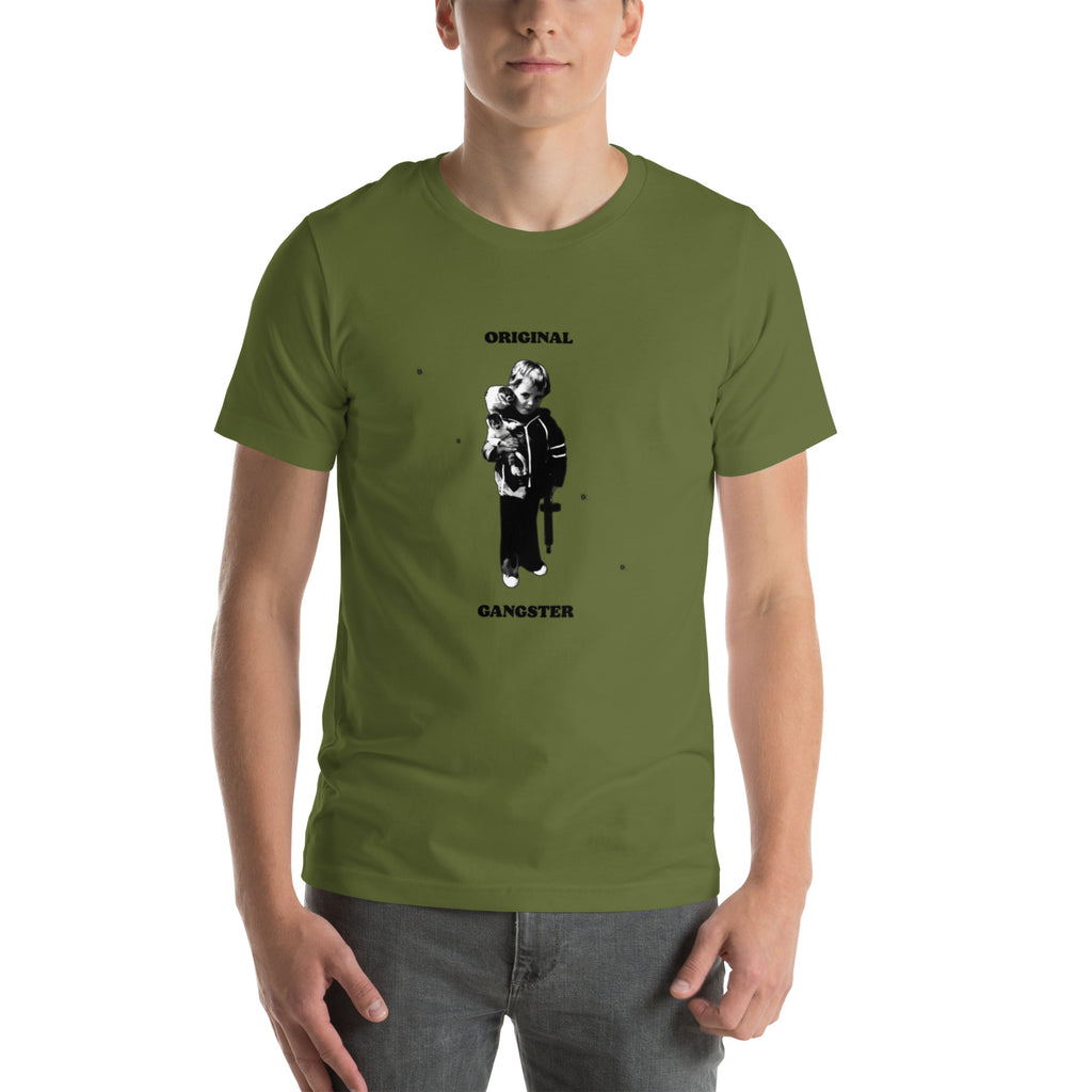 ORIGINAL GANGSTER unisex t-shirt in olive, front view