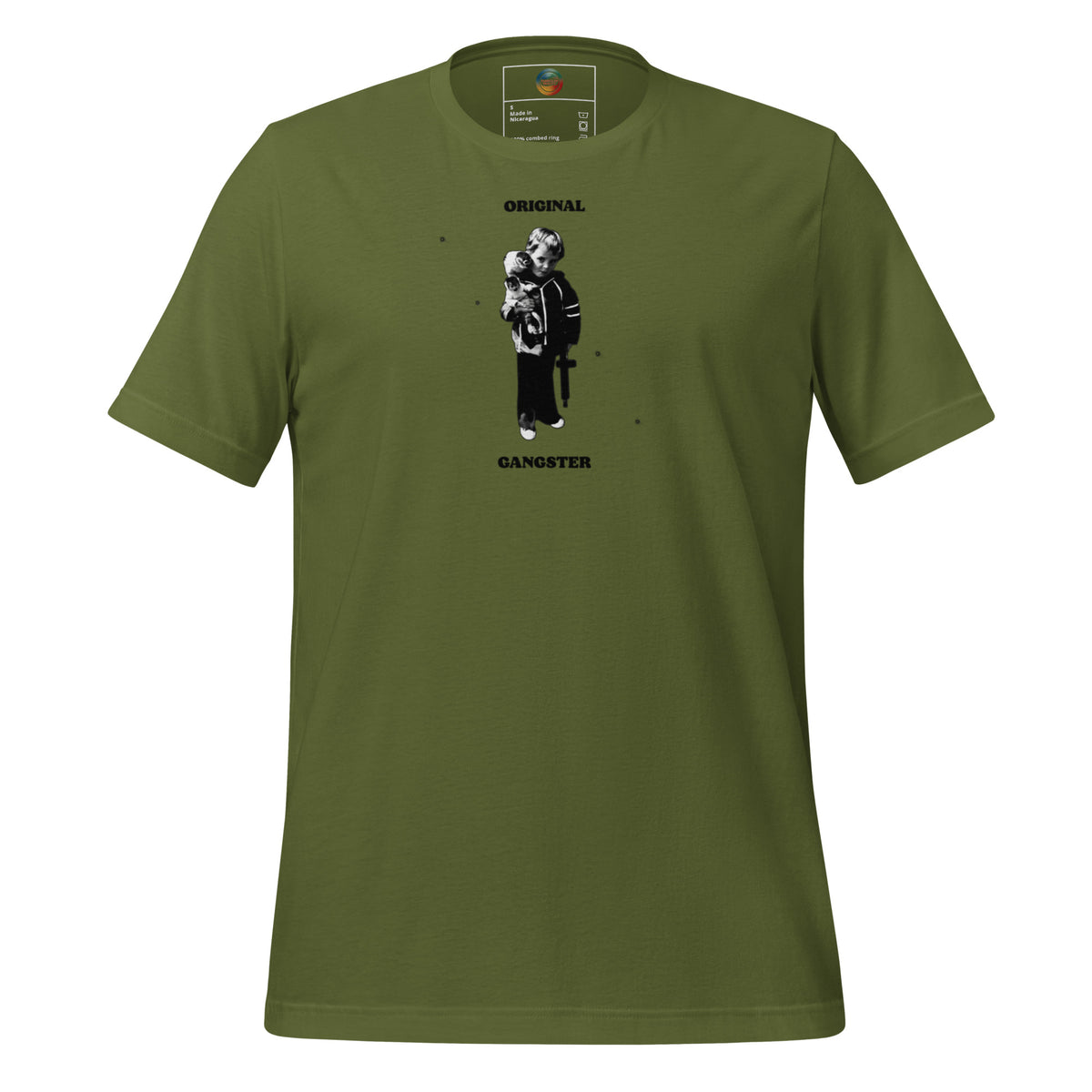 ORIGINAL GANGSTER unisex t-shirt in olive, front view
