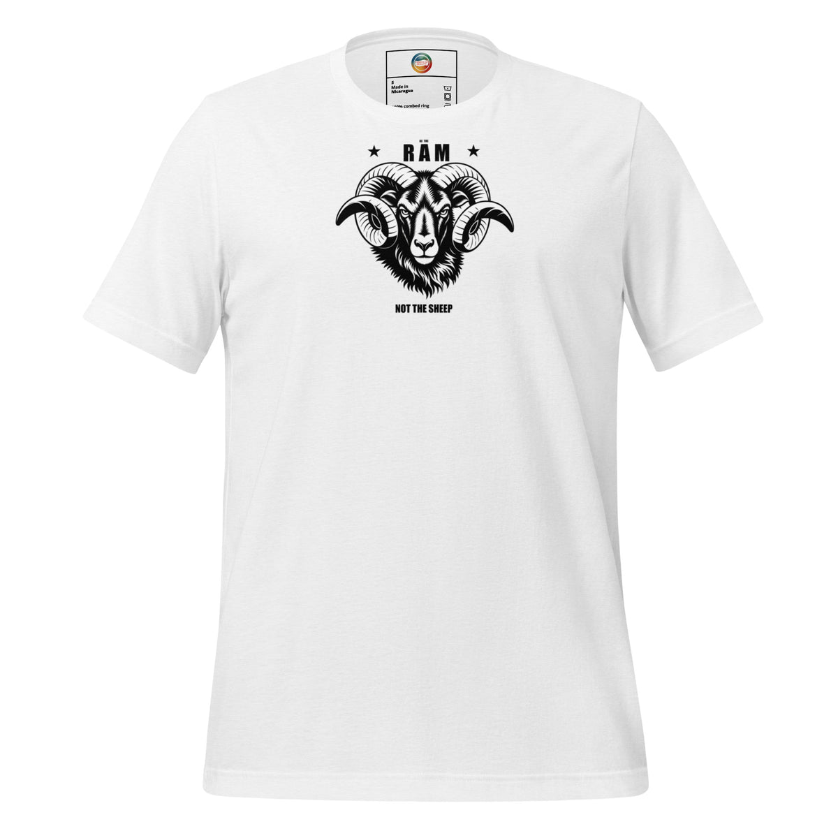 RAM unisex t-shirt – Light Colourways in solid white blend, front view