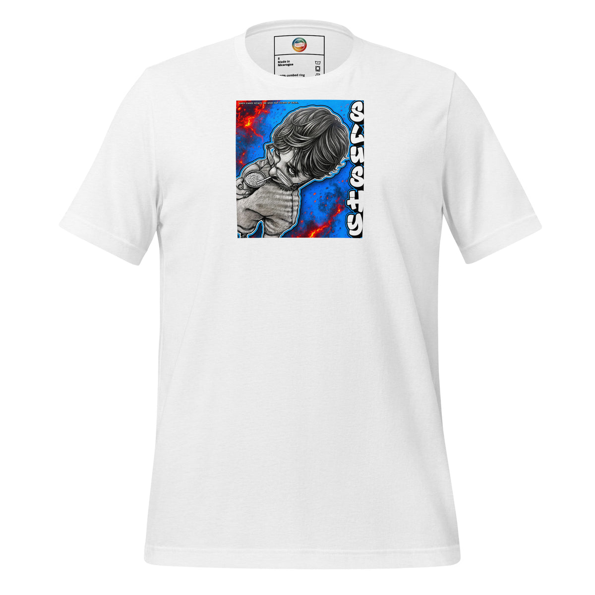 SLUSHY unisex t-shirt in solid white blend, front view