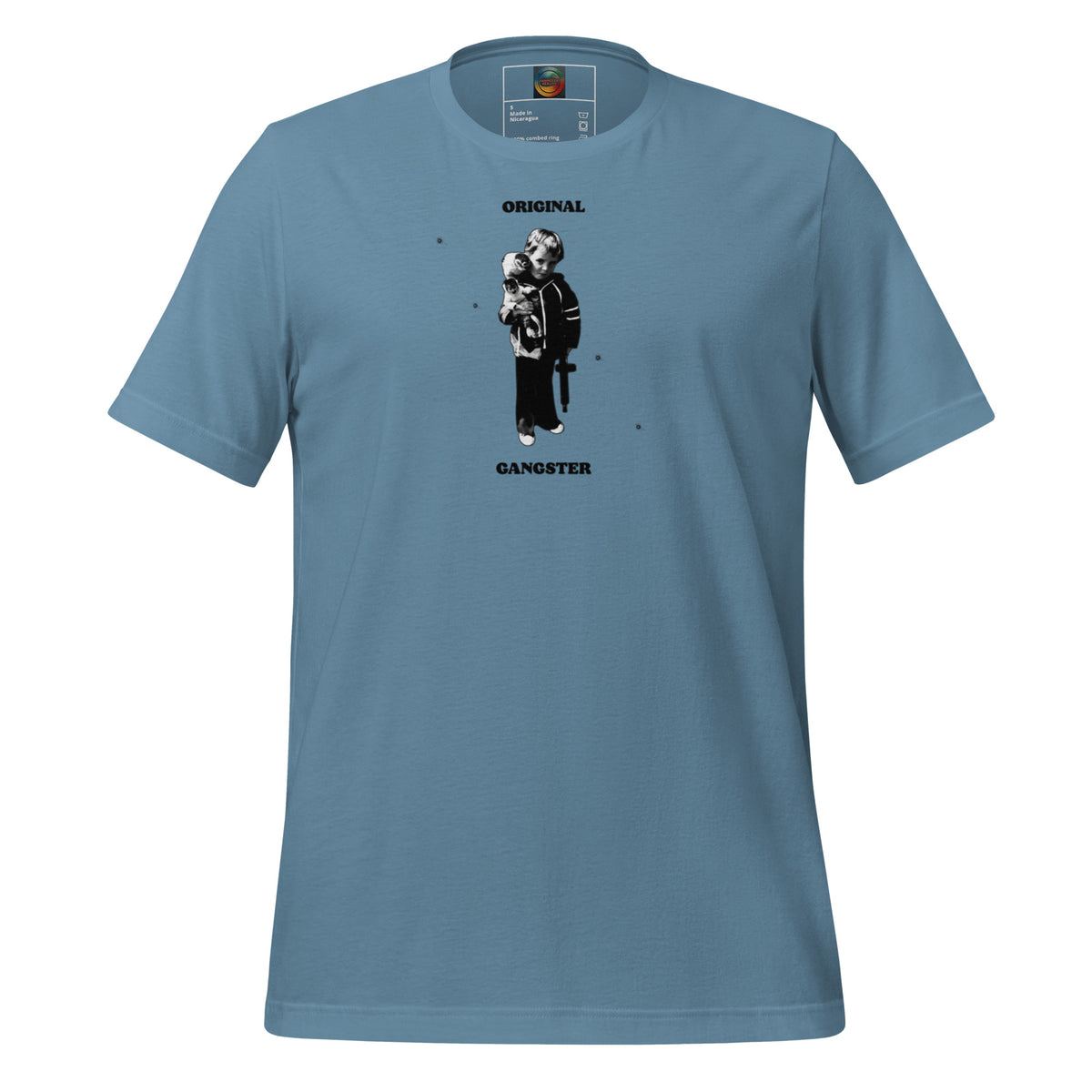 ORIGINAL GANGSTER unisex t-shirt in steel blue, front view