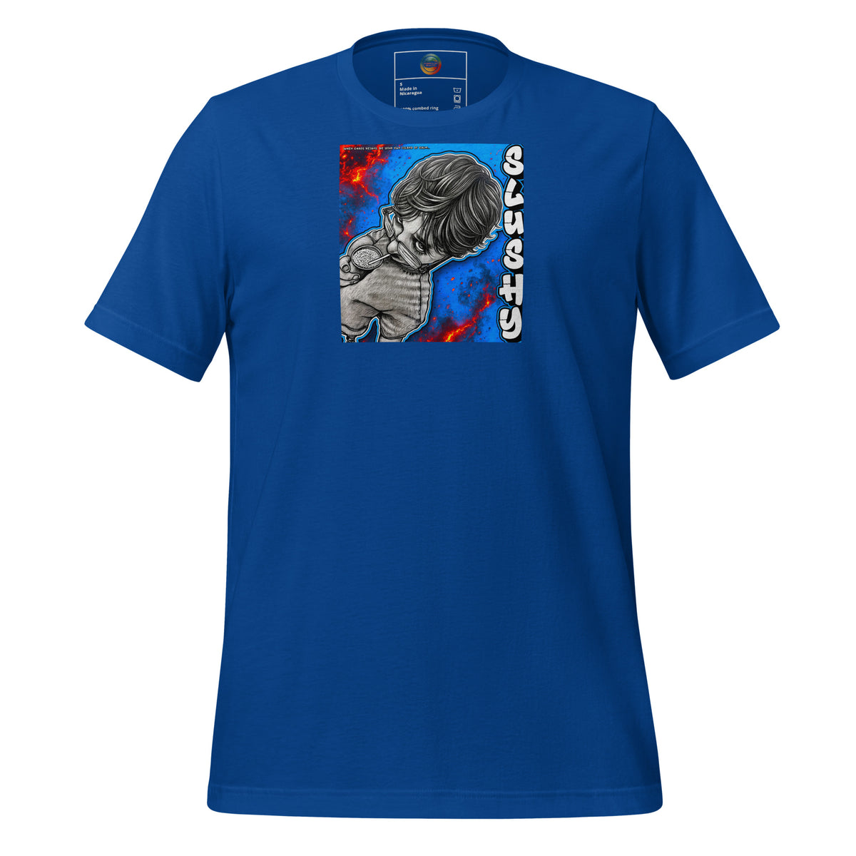 SLUSHY unisex t-shirt in true royal, front view