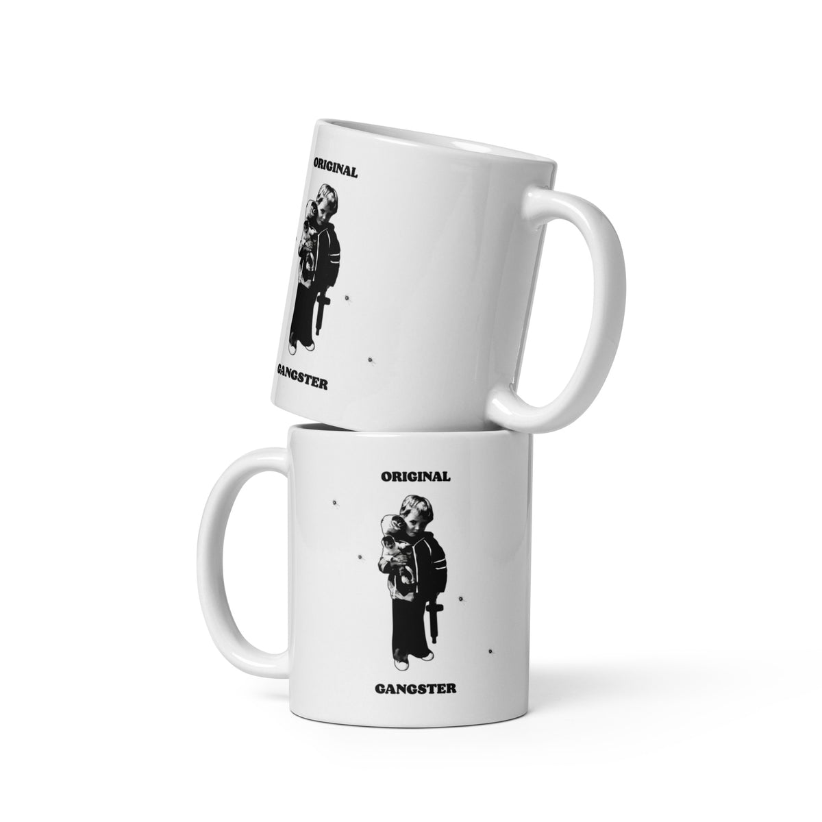 ORIGINAL GANGSTER white glossy mug in white 11 oz front view