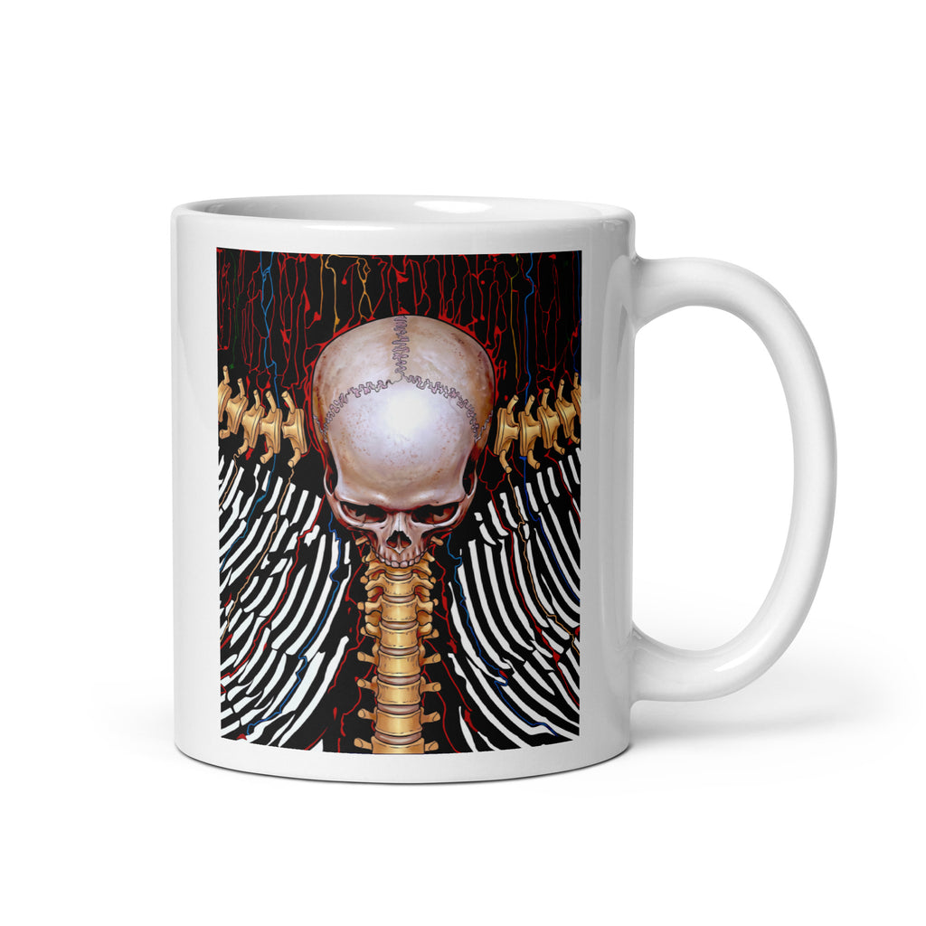 REDUCTION white glossy mug in white, handle-on-right view