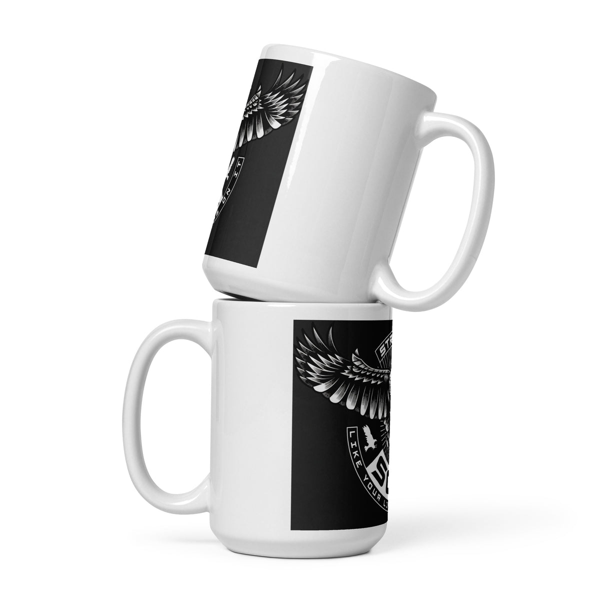 STRIVE TO SOAR white glossy mug in white 15 oz front view