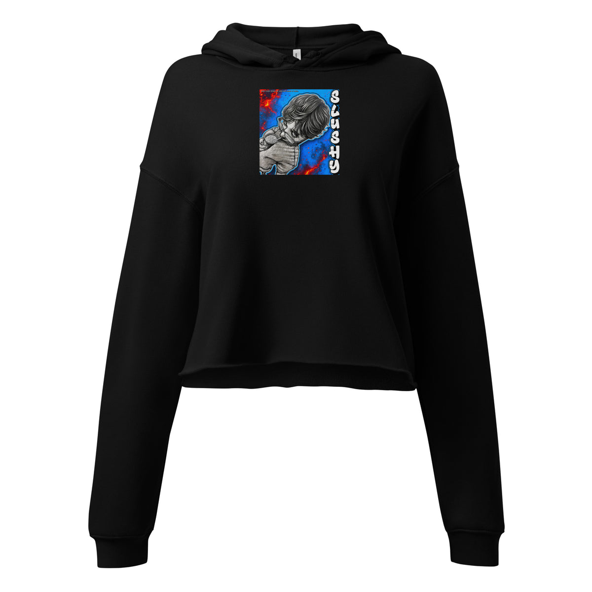 SLUSHY crop Hoodie in black, front view