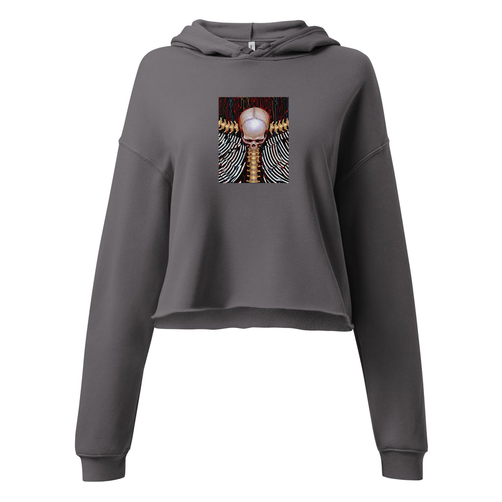 REDUCTION crop hoodie in storm, front view