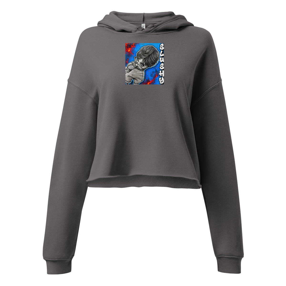 SLUSHY crop Hoodie in storm, front view